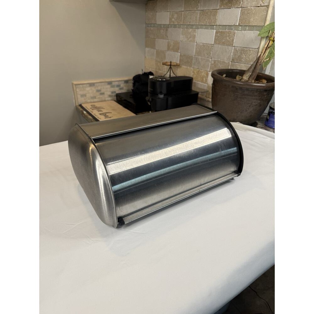 Stainless Steel Roll Top‎ Bread Box Countertop Kitchen Storage